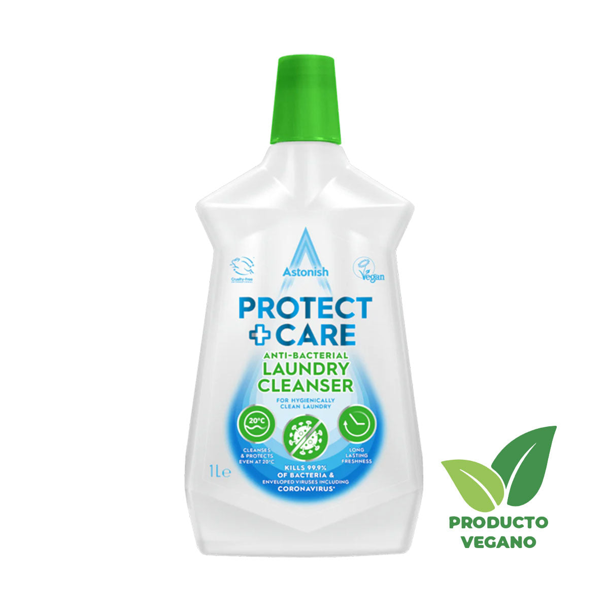 Limpiador de ropa Antibacterial Protect + Care 1 litro Astonish - 🌱 🇬🇧 Producto Vegano del Reino Unido