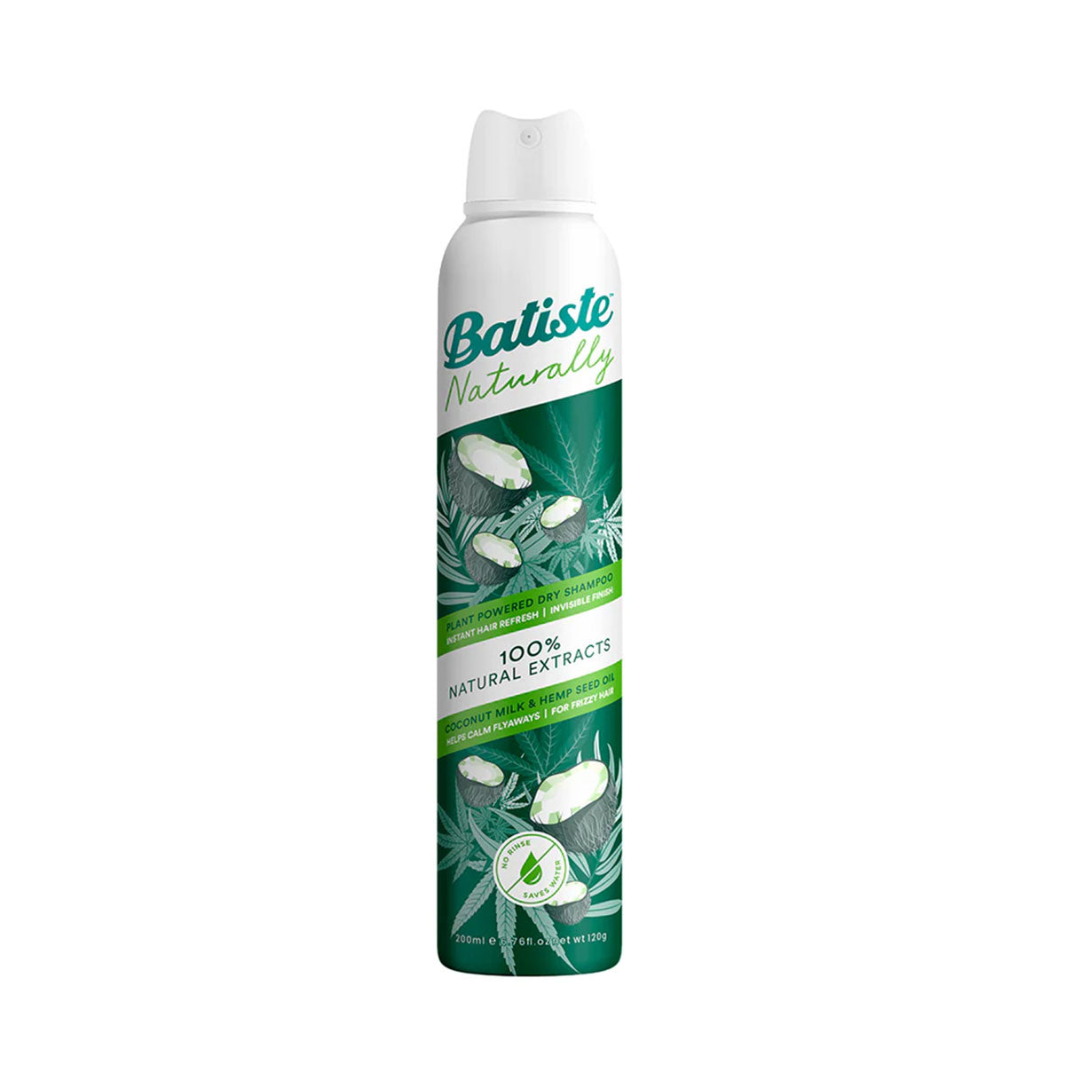 Shampoo en Seco para el cabello fragancia Naturally Hemp & Coconut Milk Batiste 200 ml