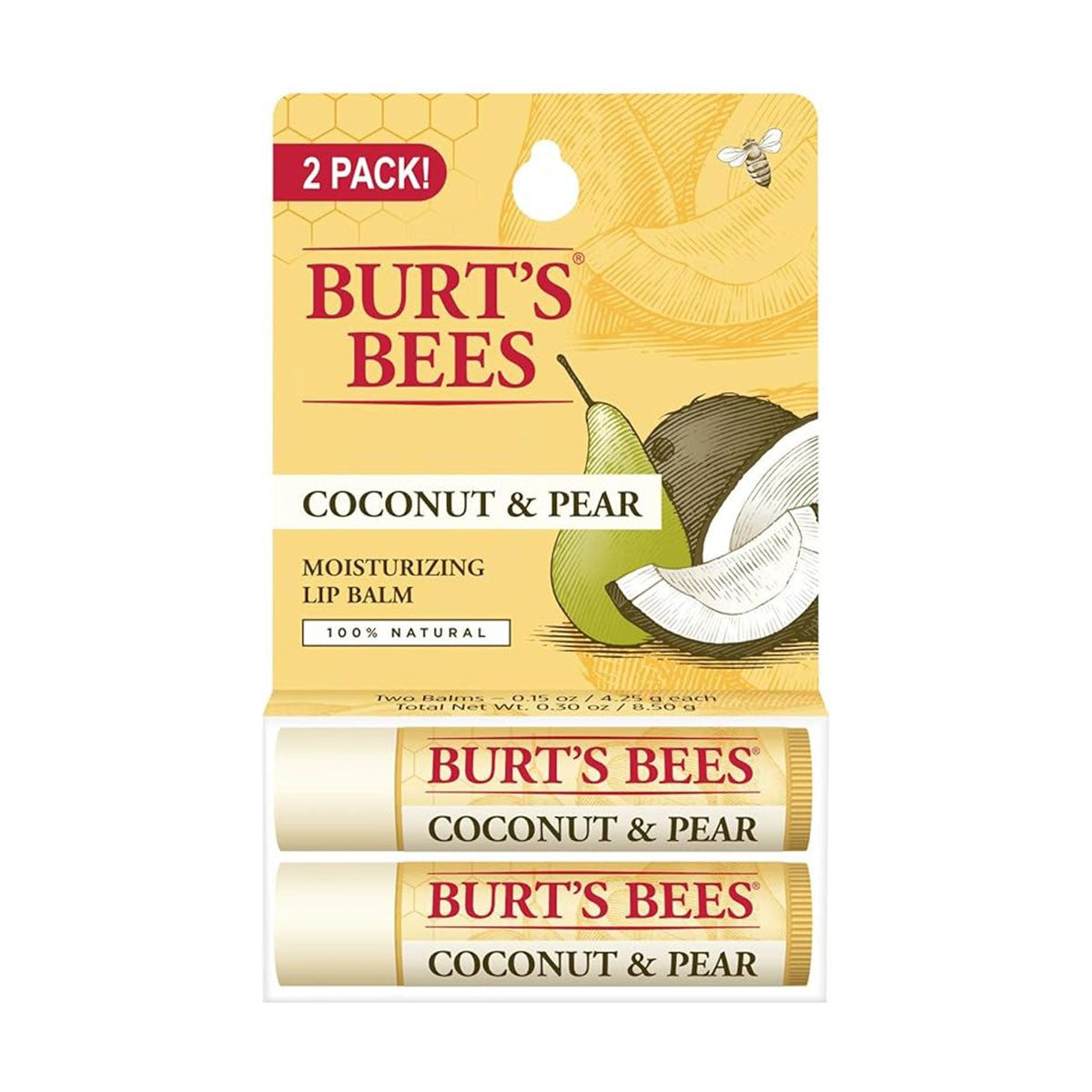 Pack 2x Bálsamo labial Blister Coconut & Pear Burt’s Bees 4 gr - 🐝🍃 producto 100% natural