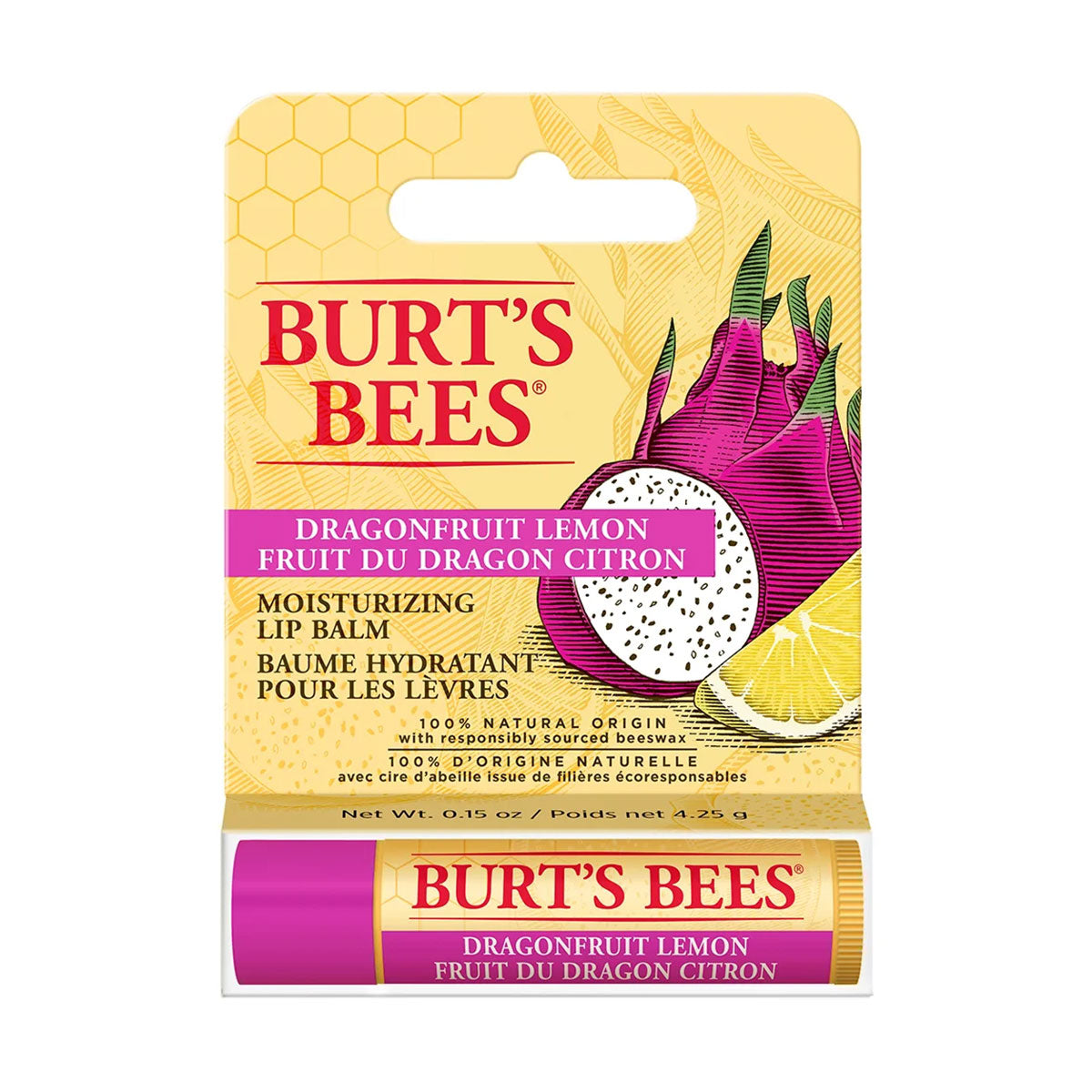 Bálsamo labial Blister Pithaya y Limón (Dragonfruit Lemon) Burt’s Bees 4 gr - 🐝🍃 producto 100% natural