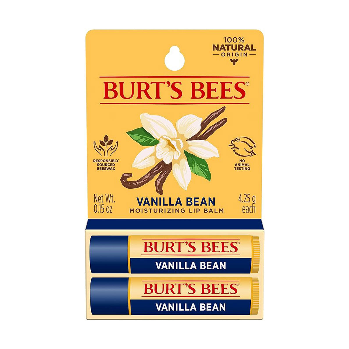 Pack 2x Bálsamo labial Blister Vanilla Bean Burt’s Bees 4 gr - 🐝🍃 producto 100% natural