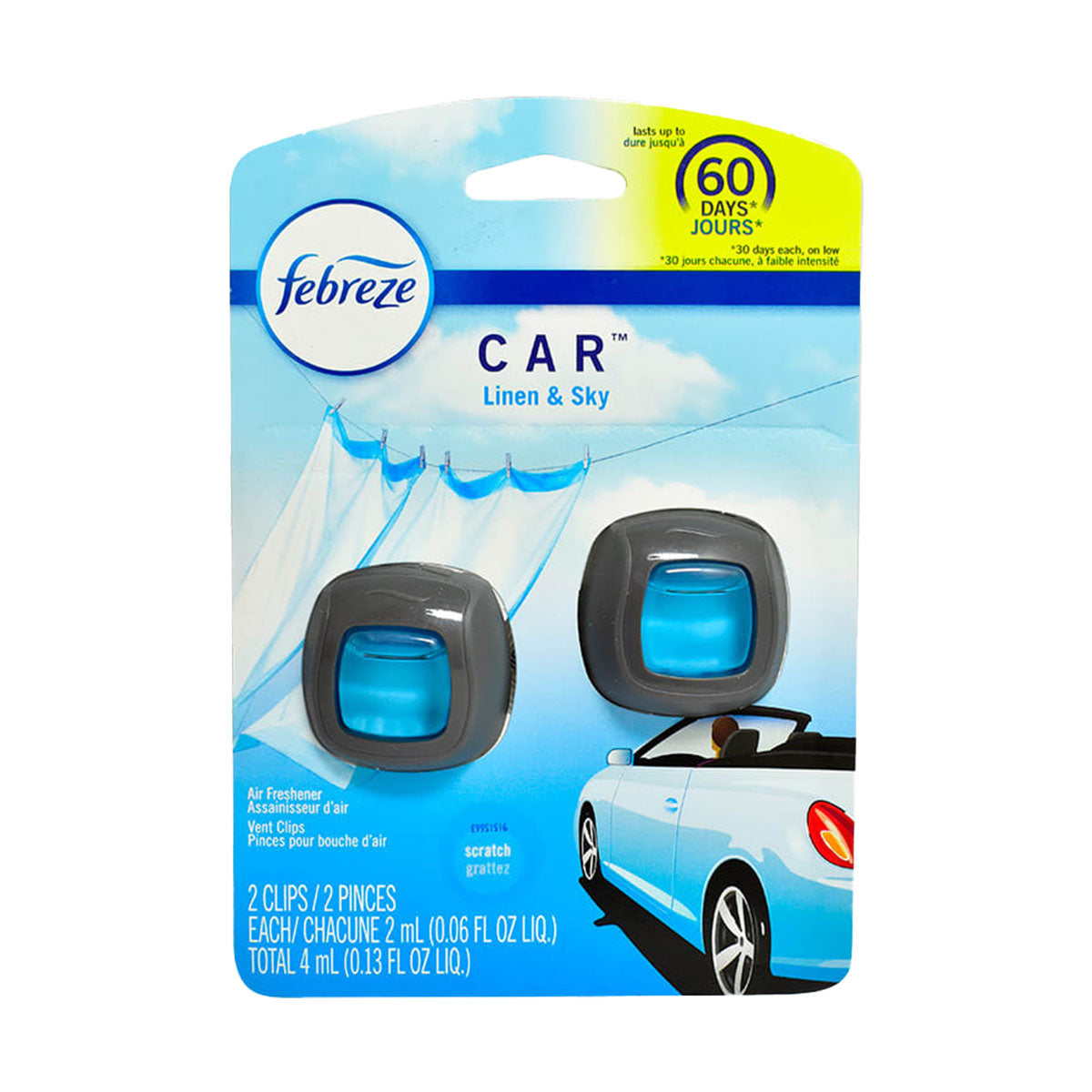 Desodorante de auto Febreze Car aroma Linen & Sky, 2 unidades