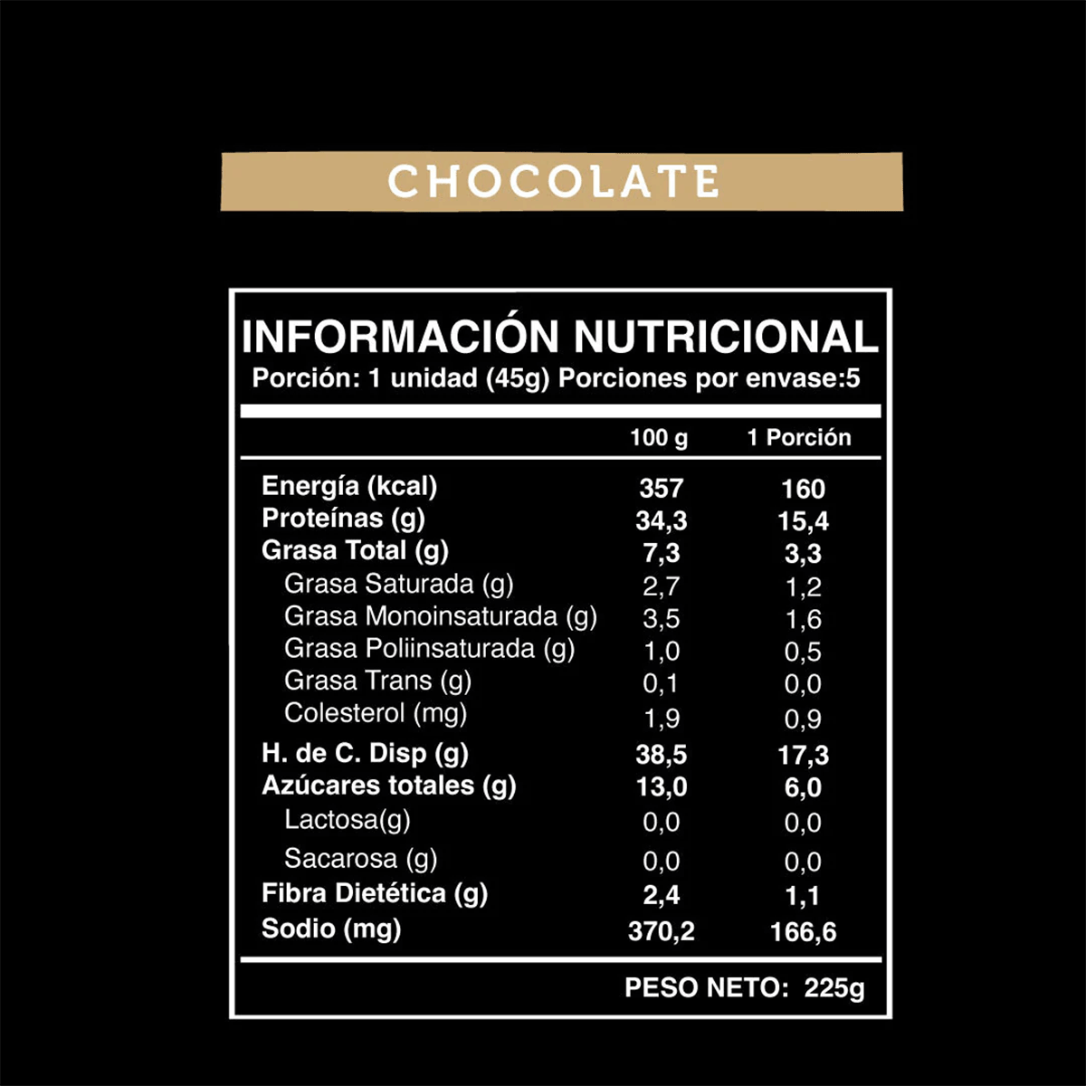 Barrita 15 gr de Proteína de Leche y Soya con Dátiles y Almendras sabor Chocolate Wild 45 gr 1 unidad