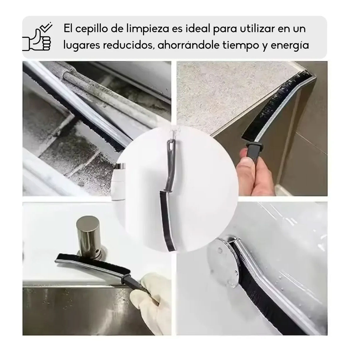 Cepillo escobilla de limpieza para espacios estrechos (1 cepillo, negro)