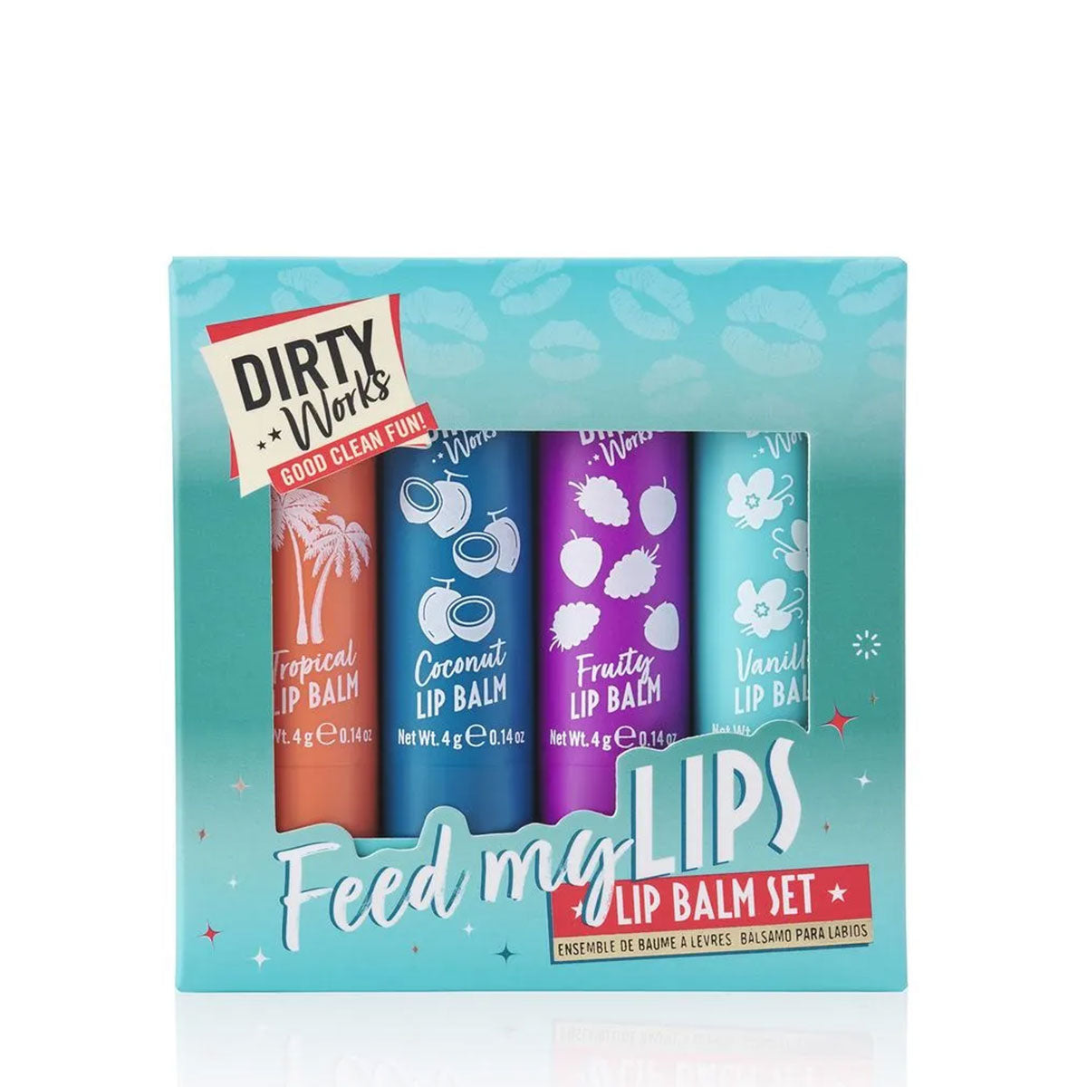 Pack 4x bálsamo labial Lip Balm Set Dirty Works 4 gr