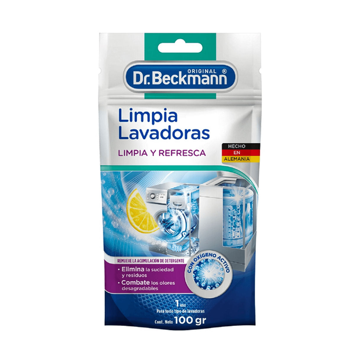 Limpiador de Lavadoras 1 uso 100 gr Dr. Beckmann. Producto Alemán Sustentable