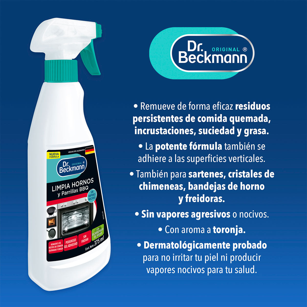 Limpia Hornos y Parrillas BBQ 375 ml (nueva fórmula) Dr. Beckmann. Producto Alemán Sustentable