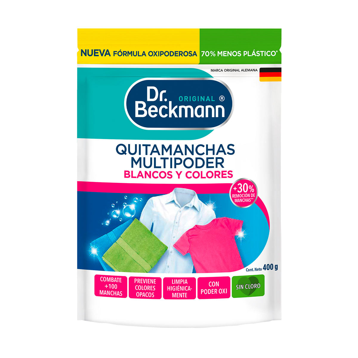 Quitamanchas Multipoder Blancos y Colores para Lavado de Ropa 400 gr Dr. Beckmann. Producto Alemán Sustentable