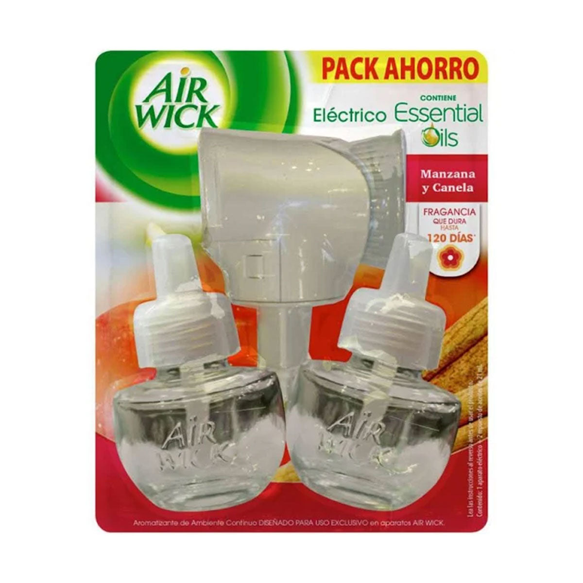 Pack Ahorro Difusor Eléctrico + 2 Repuestos 21 ml Aromatizante de Ambientes Manzana Canela Air Wick