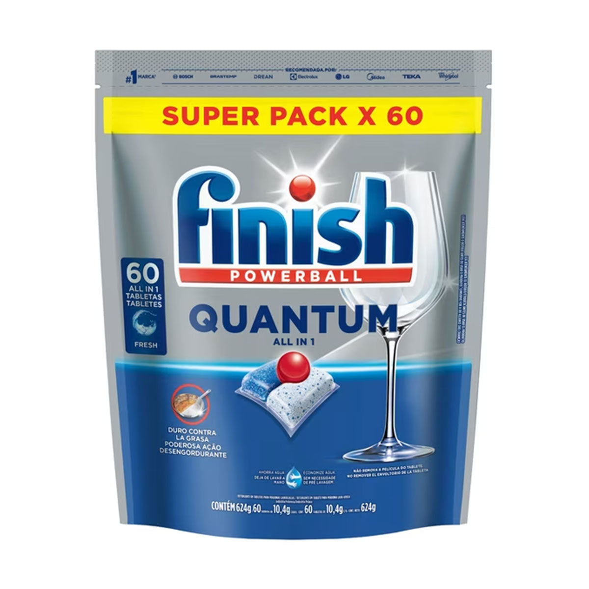 Detergente lavavajillas en Tabletas Powerball Quantum All in 1 Finish (60 unidades)
