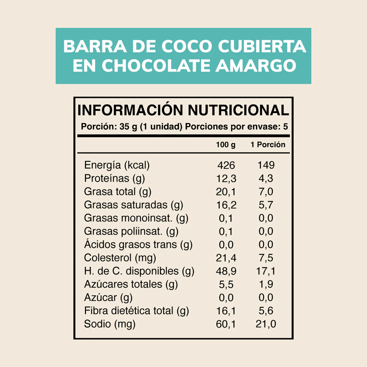Barrita +FIT 5 gr de Proteína sabor Coco y Chocolate Wild 35 gr 1 unidad