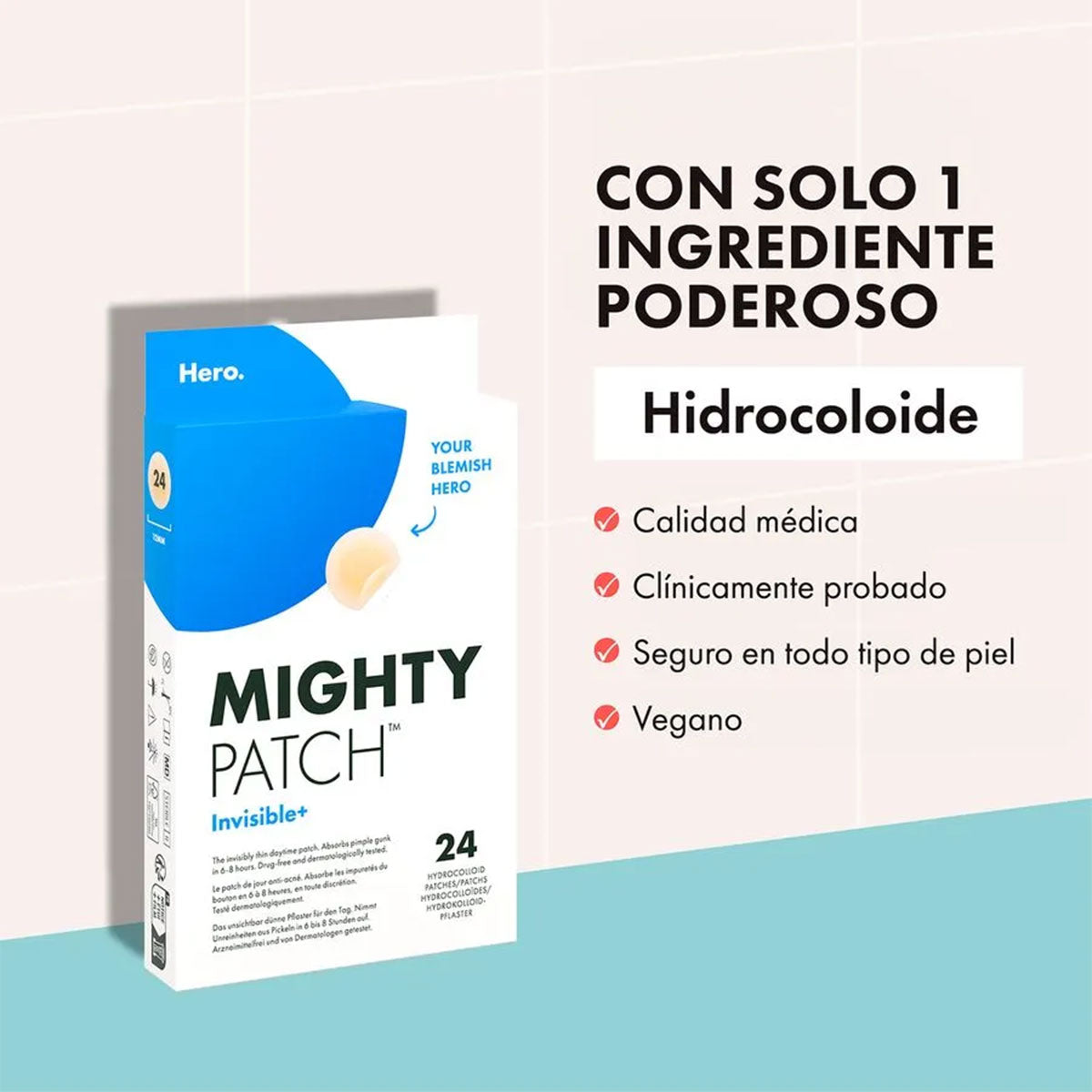 Parche Antiacné Mighty Patch™ Invisible Hero (24 unidades)