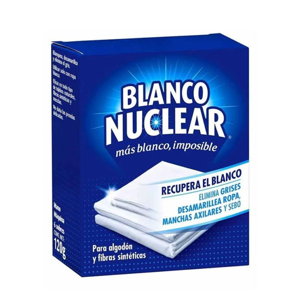 Quitamanchas en polvo para ropa blanca Blanco Nuclear Iberia 120 gr (6 sobres)
