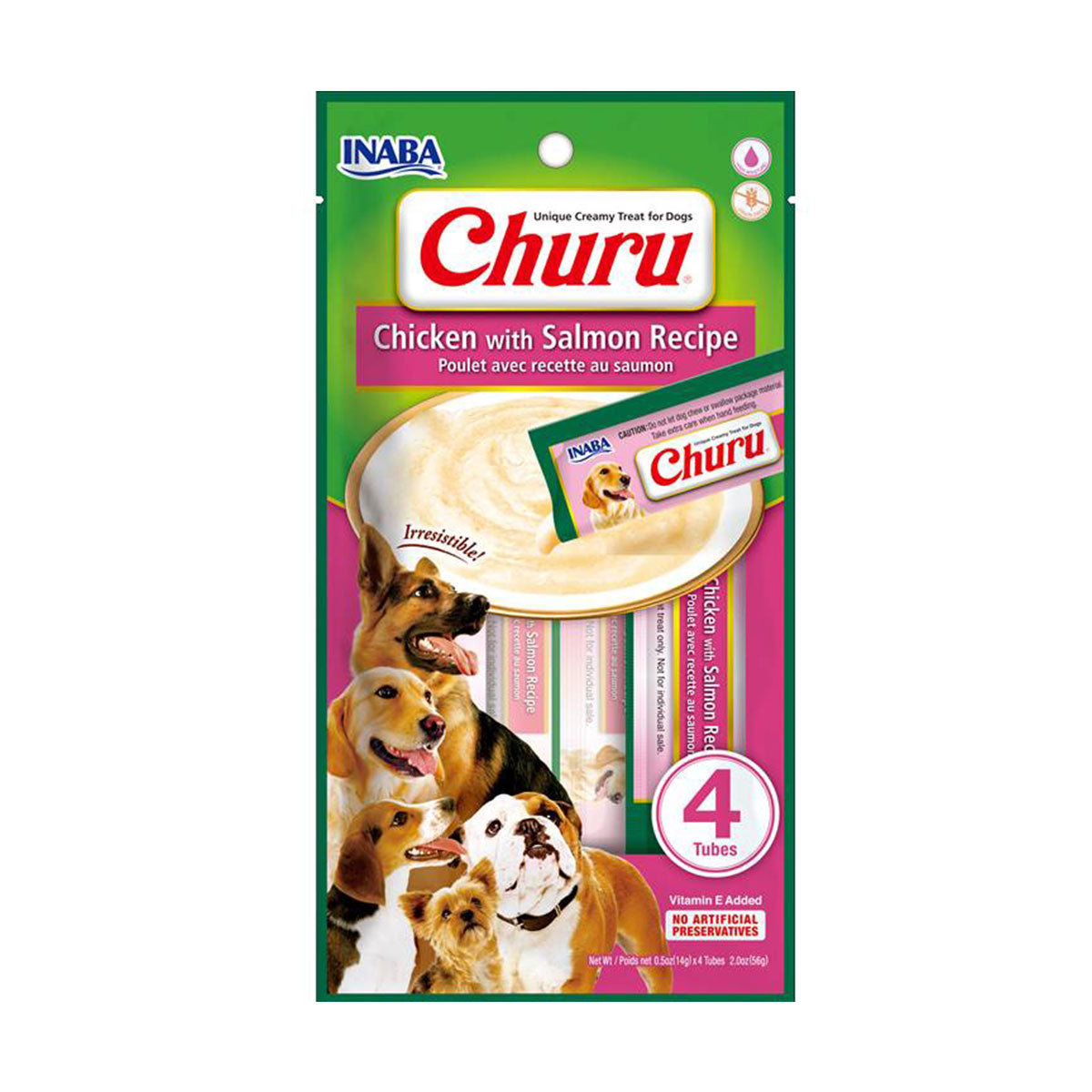 Churu para Perros sabor Receta Pollo con Salmón Inaba (4 tubos de 14 gr)