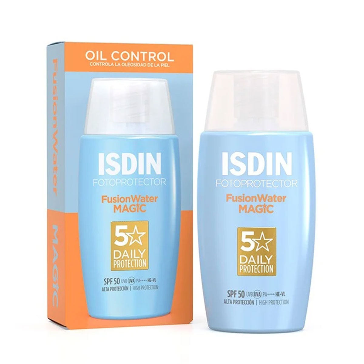 Fotoprotector facial de uso diario Fusion Water MAGIC SPF 50 de textura ultraligera y absorción inmediata 50m ml