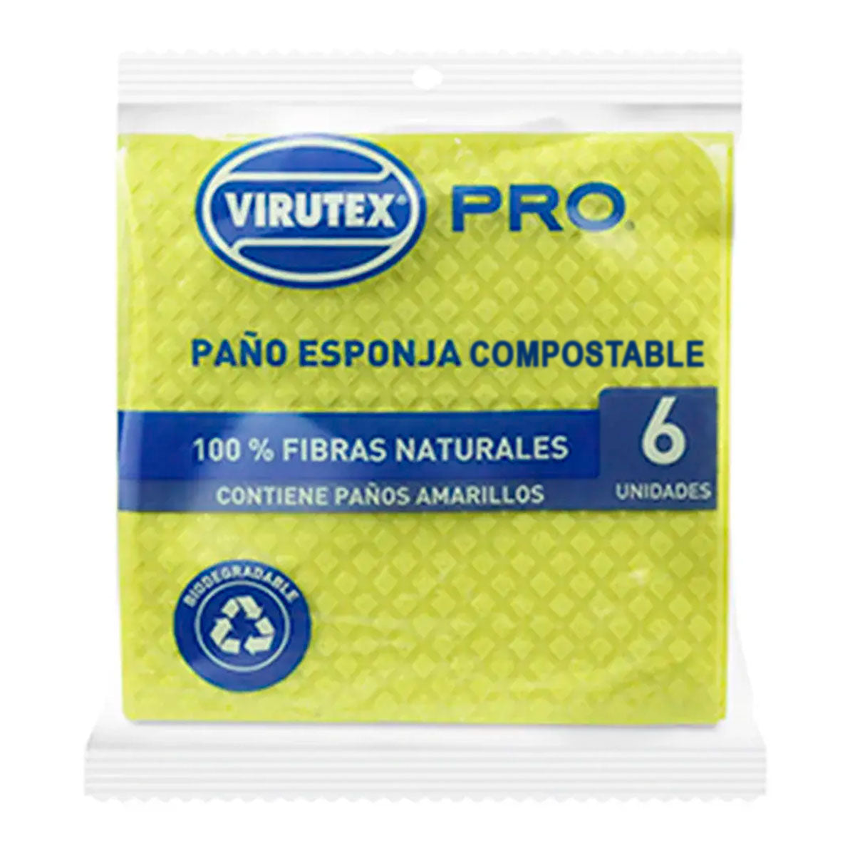 Paño Esponja Compostable 100% Fibras Naturales Virutex Pro (6 unidades)