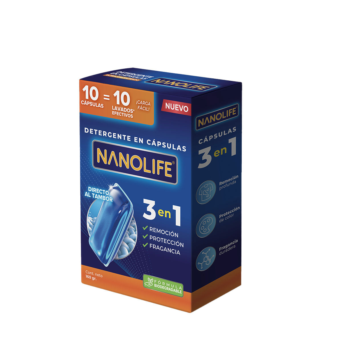 Detergente para ropa en cápsulas ultraconcentrado 3 en 1 (10 unidades) Nanolife. 🇨🇱🍃 Producto Chileno Sustentable