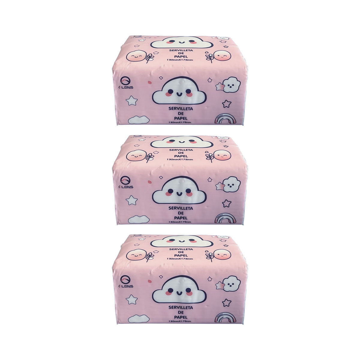 Pack 3x Pañuelos desechables de Cuatro Hojas ultra suaves Olens (90 pañuelos por paquete)