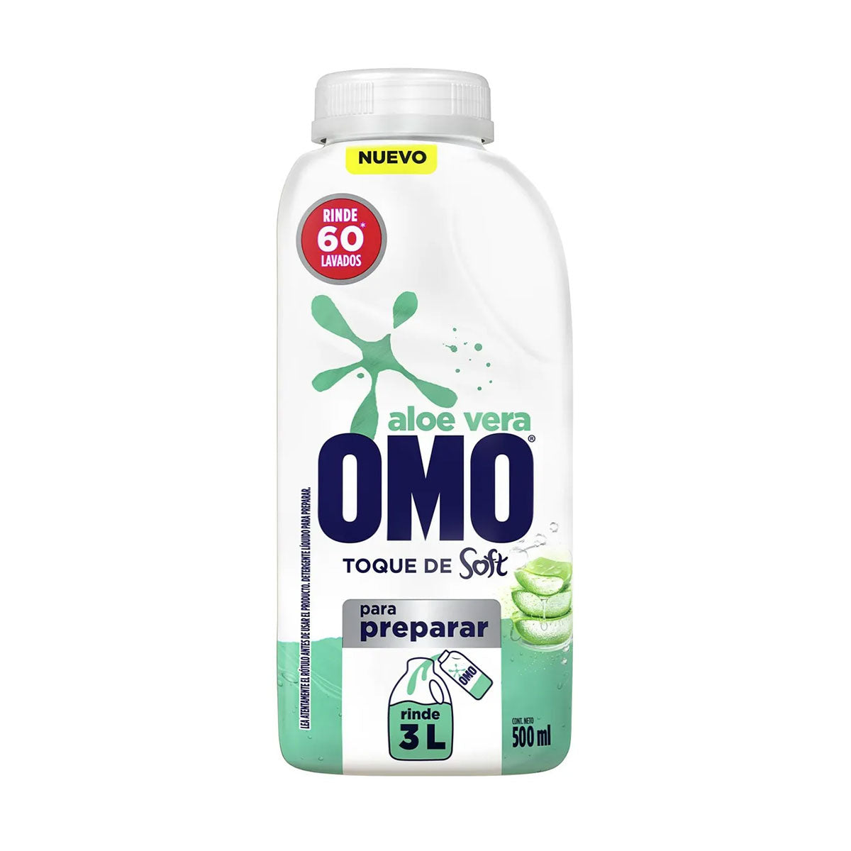 Detergente líquido para diluir OMO Aloe Vera con un toque de Soft 500 ml (rinde 3 litros)