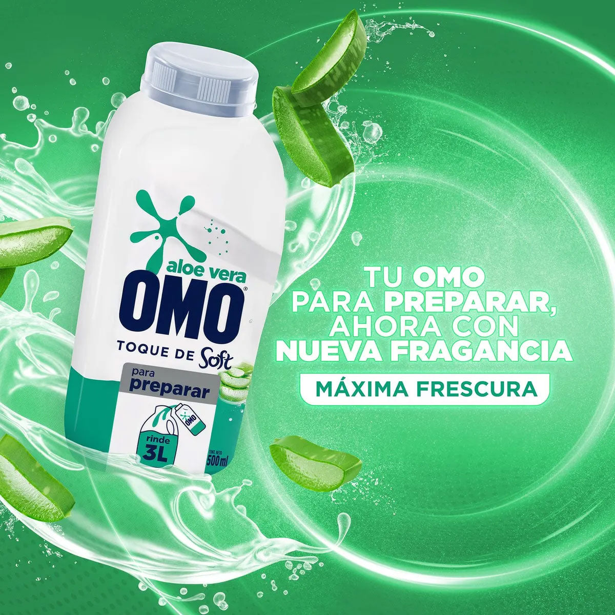 Detergente líquido para diluir OMO Aloe Vera con un toque de Soft 500 ml (rinde 3 litros)