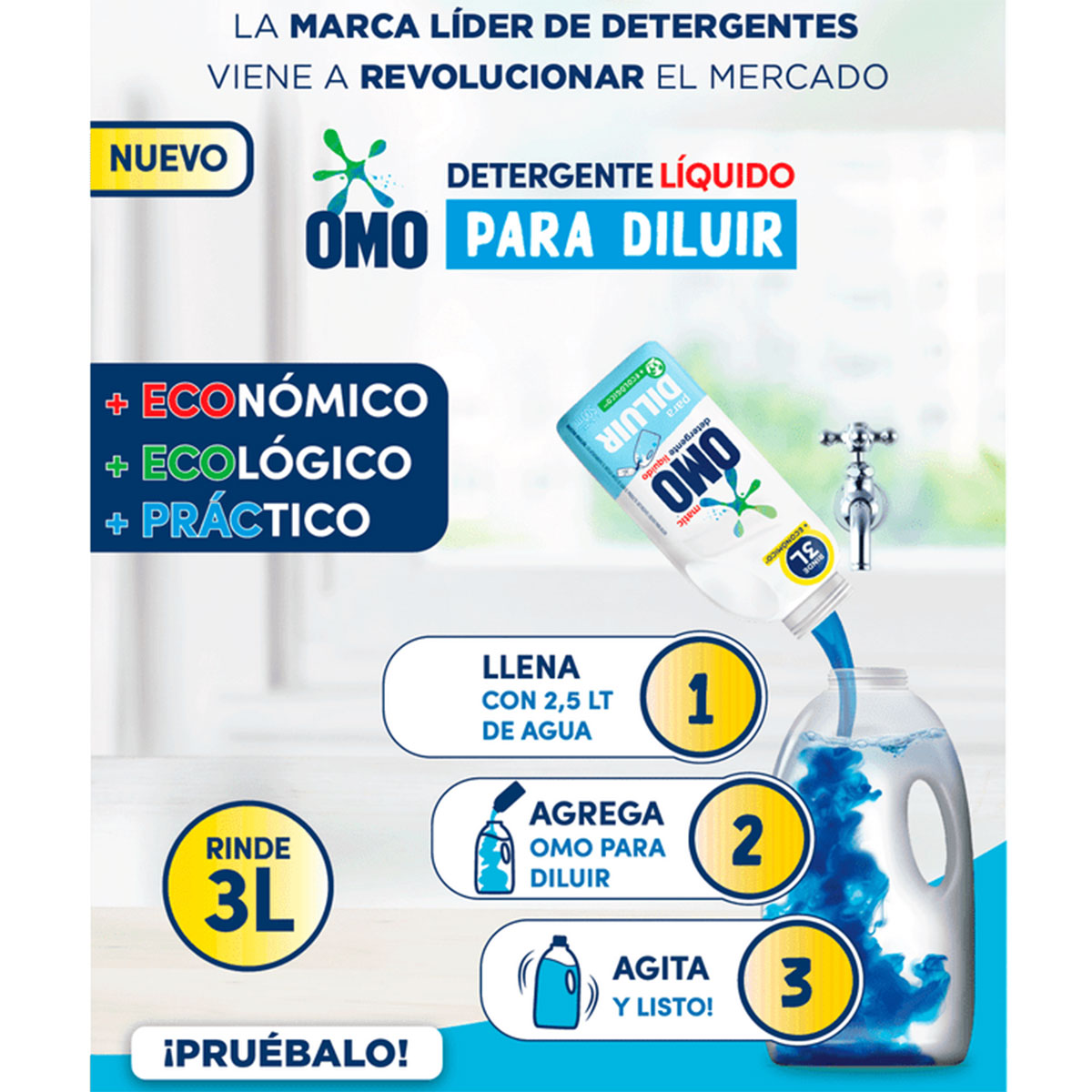 Pack Detergente líquido para diluir OMO 500 ml (rinde 3 litros) 2x $9.990
