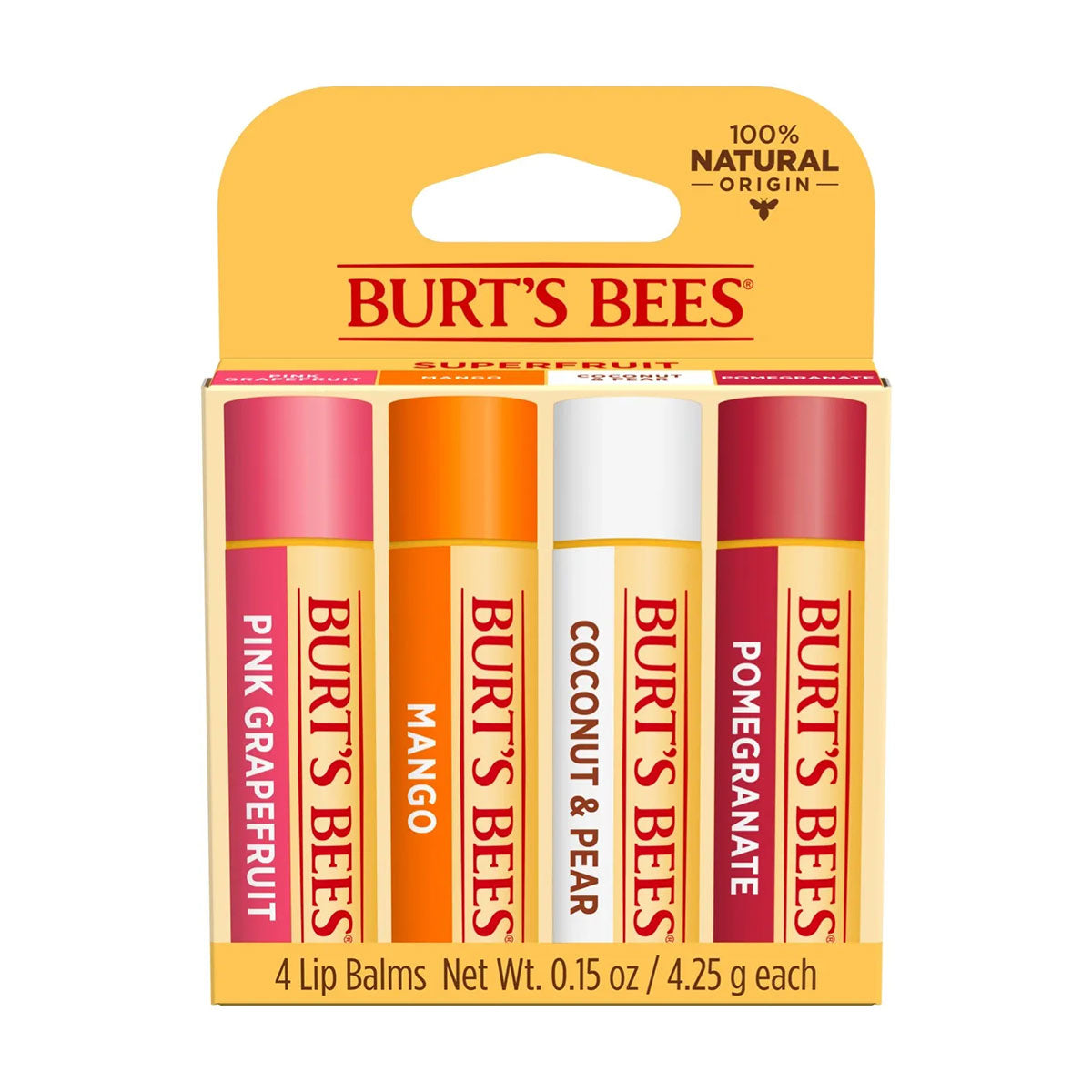 Pack 4x Bálsamo labial Blister Superfruit Burt’s Bees 4 gr - 🐝🍃 producto 100% natural
