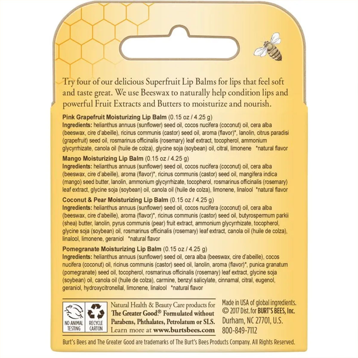 Pack 4x Bálsamo labial Blister Superfruit Burt’s Bees 4 gr - 🐝🍃 producto 100% natural