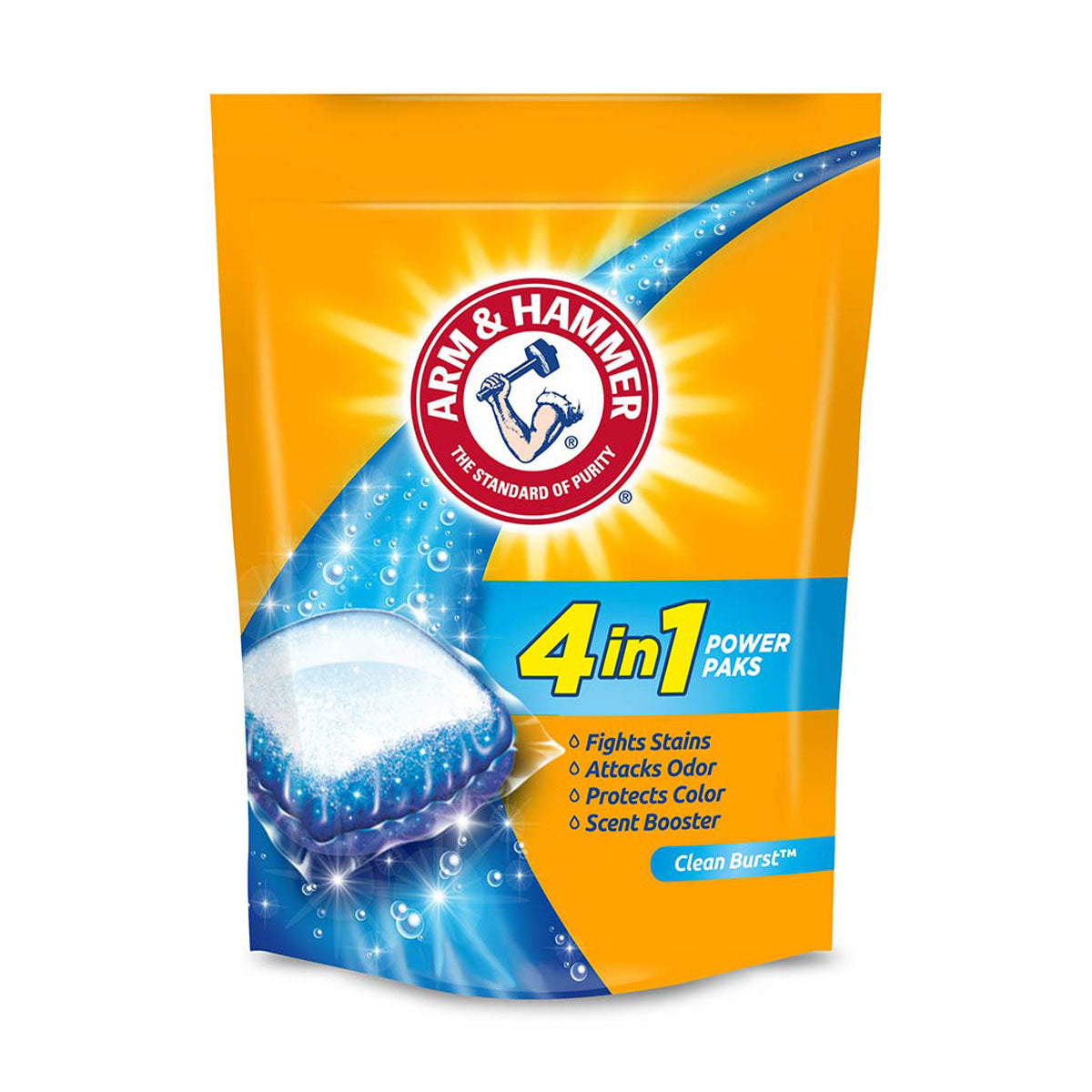 Detergente para ropa en cápsulas Power Paks 4-en-1 Arm & Hammer, Alta Eficiencia (21 unidades)