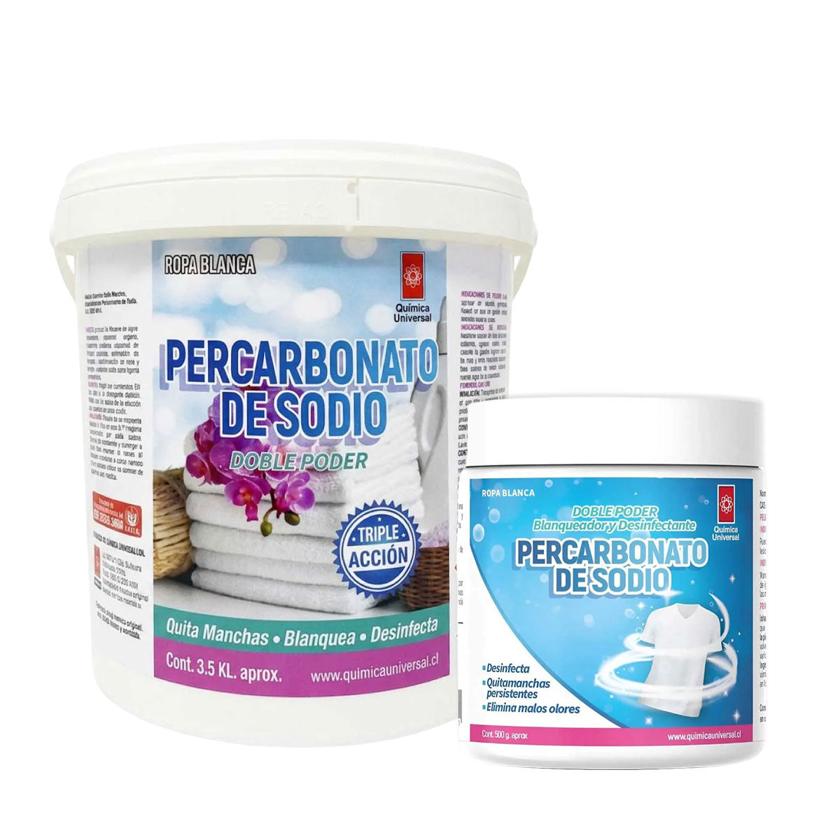 Percarbonato de Sodio (Blanqueador, Quitamanchas y Desinfectante para Ropa Blanca) Química Universal, Variedades