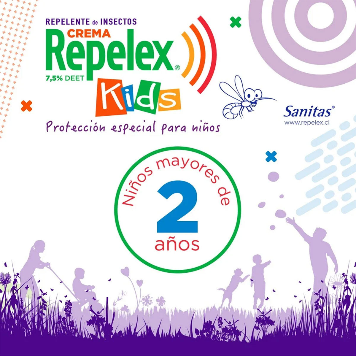 Repelente de Insectos en Crema Hipoalargénico para Niños 2+ Dietiltoluamida 7,5% Repelex 80 gr