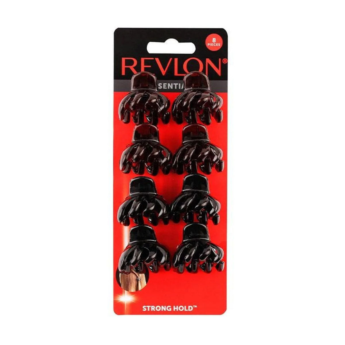 Clips para el cabello Revlon color café y negro fijación fuerte Línea Essentials (8 unidades)