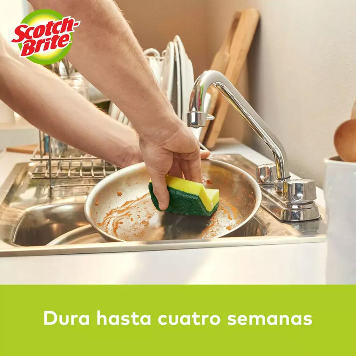 Pack Esponjas de Limpieza Pesada Lisas Scotch Brite 3M (4 esponjas en total)