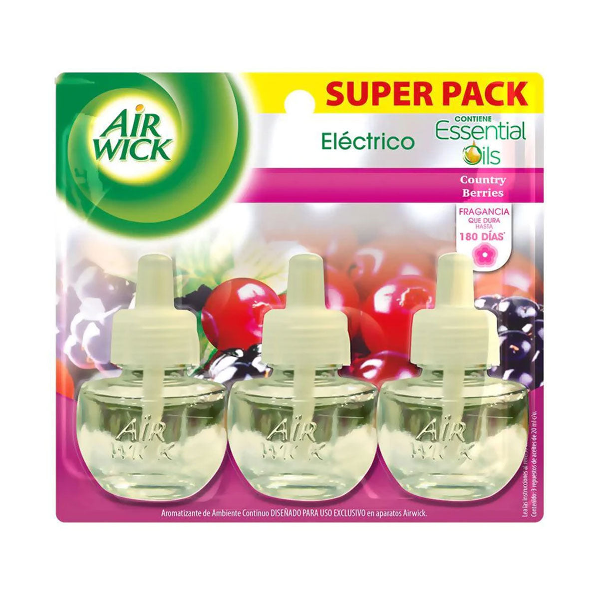 Super Pack 3 Repuestos 21 ml Aromatizante de Ambientes Country Berries Air Wick