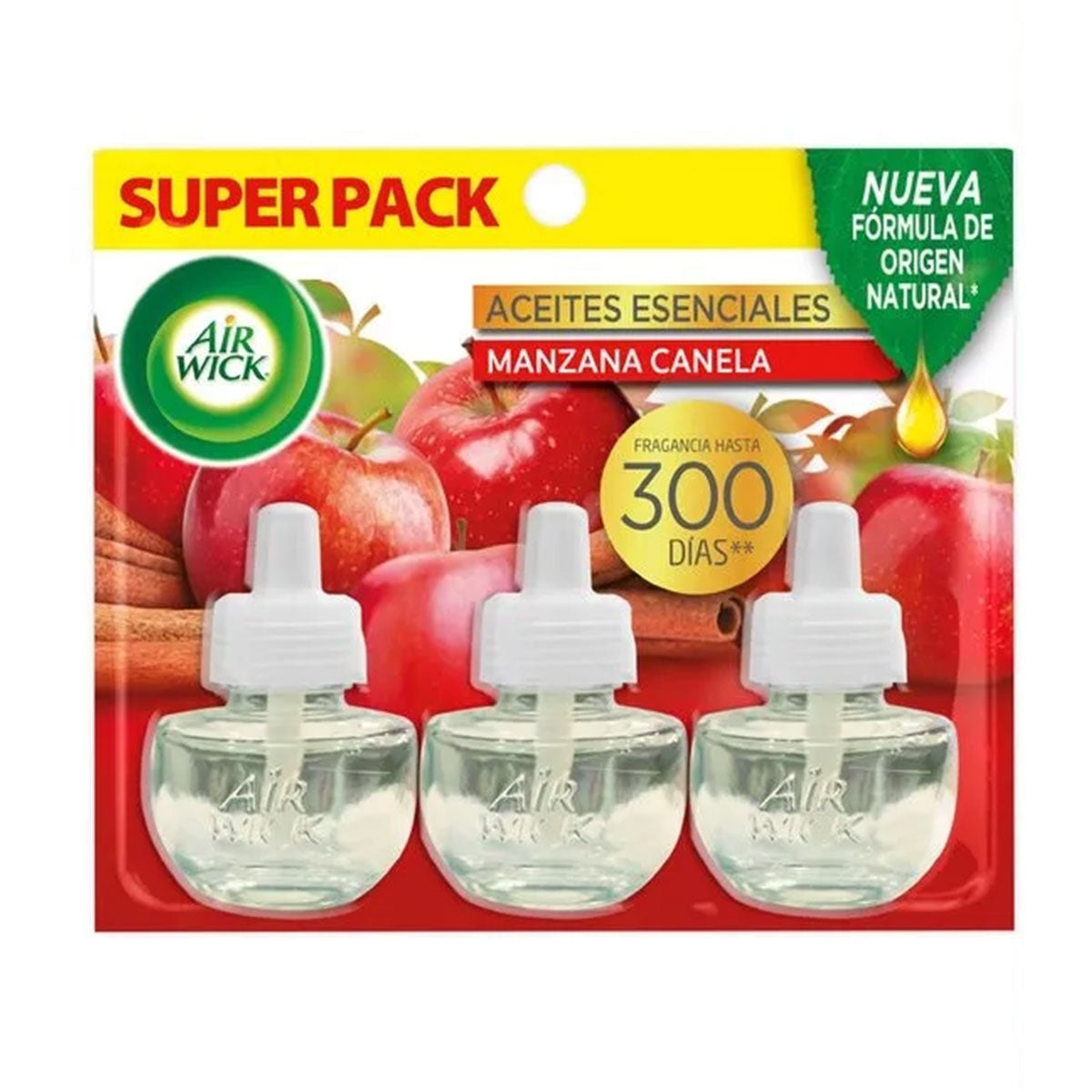 Super Pack 3 Repuestos 21 ml Aromatizante de Ambientes Manzana Canela Air Wick