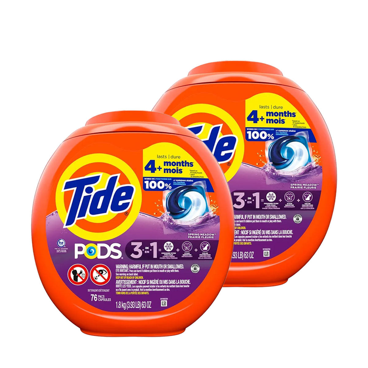 Pack Detergente para ropa en cápsulas Tide PODS 3 en 1 aroma Spring Meadow 76 cápsulas 2x $49.990