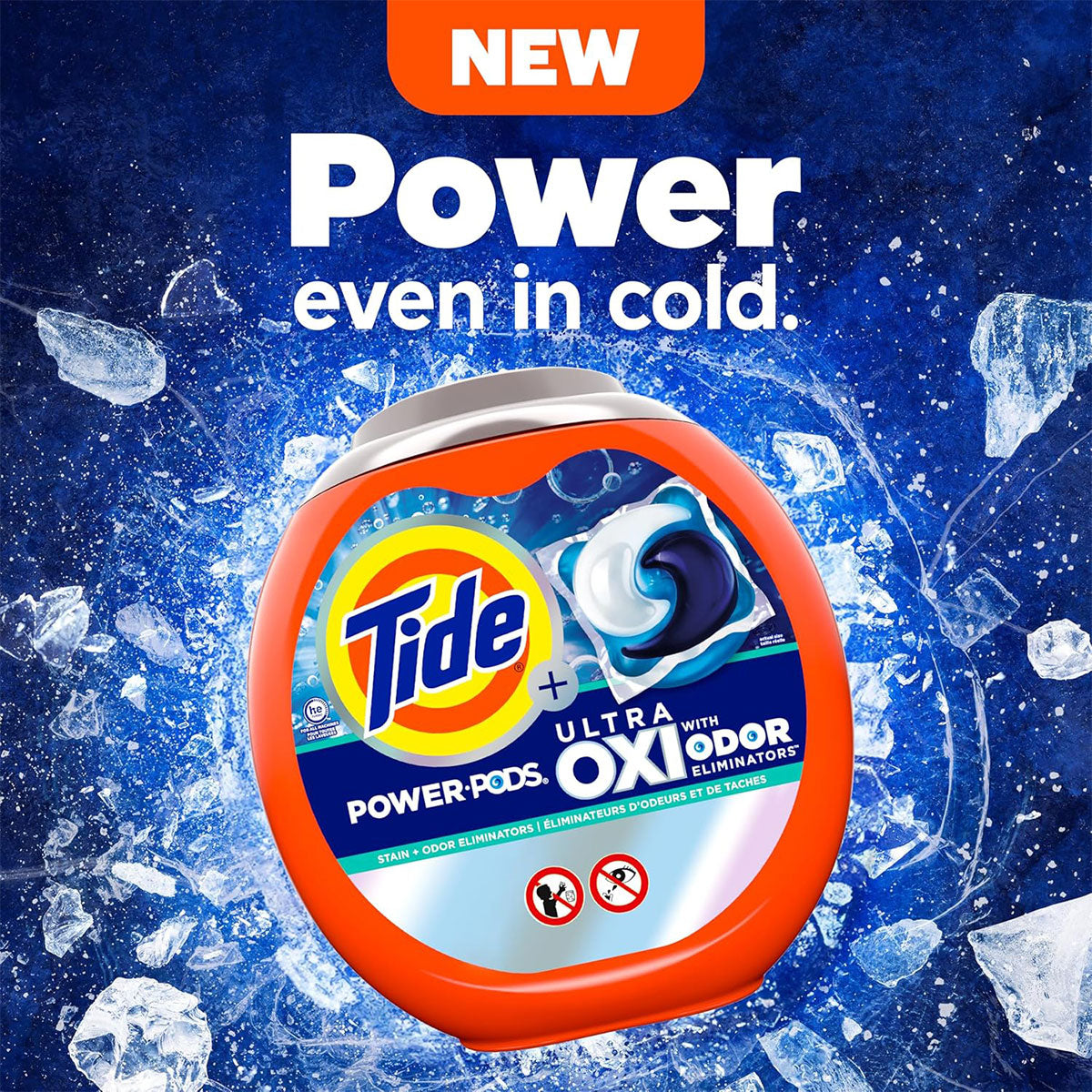 Detergente para ropa en Cápsulas de Doble Tamaño Tide Ultra Oxi Power Pods with Odor Defense (18 unidades)