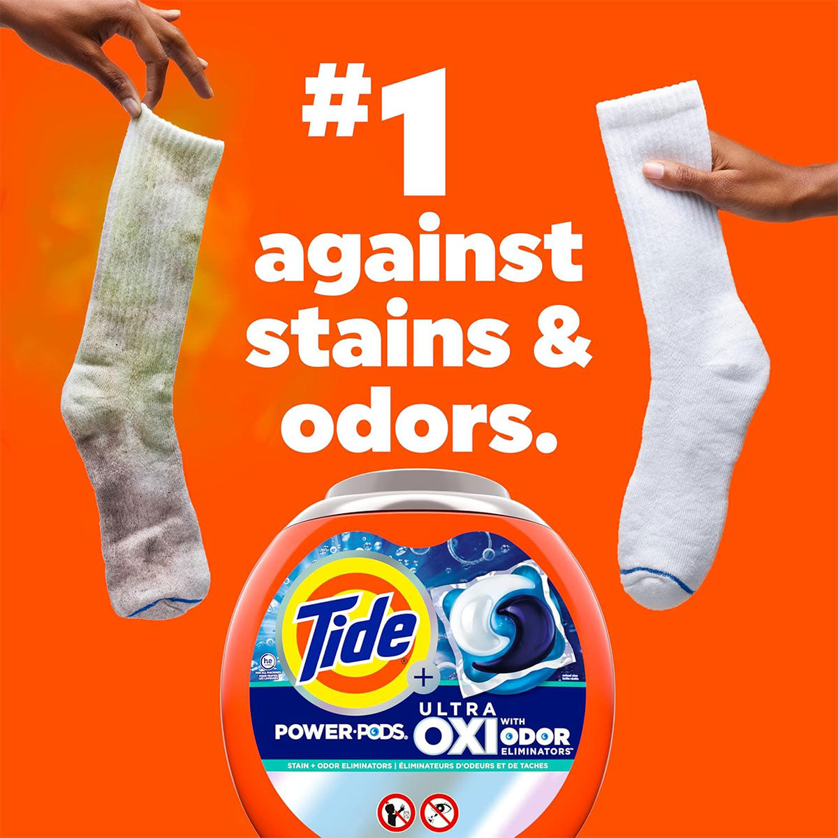 Detergente para ropa en Cápsulas de Doble Tamaño Tide Ultra Oxi Power Pods with Odor Defense (18 unidades)