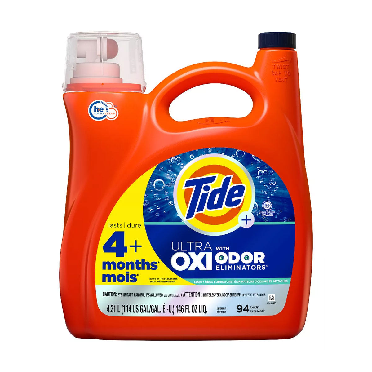 Detergente líquido concentrado para ropa Tide Plus Ultra Oxi Odor Eliminator 4,31 litros (100 cargas)
