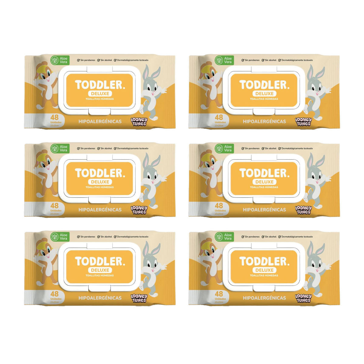 Pack Toallitas Húmedas para Bebés Hipoalargénicas, sin Alcohol, Fragancia Aloe Vera (48 unidades) 6x $5.990