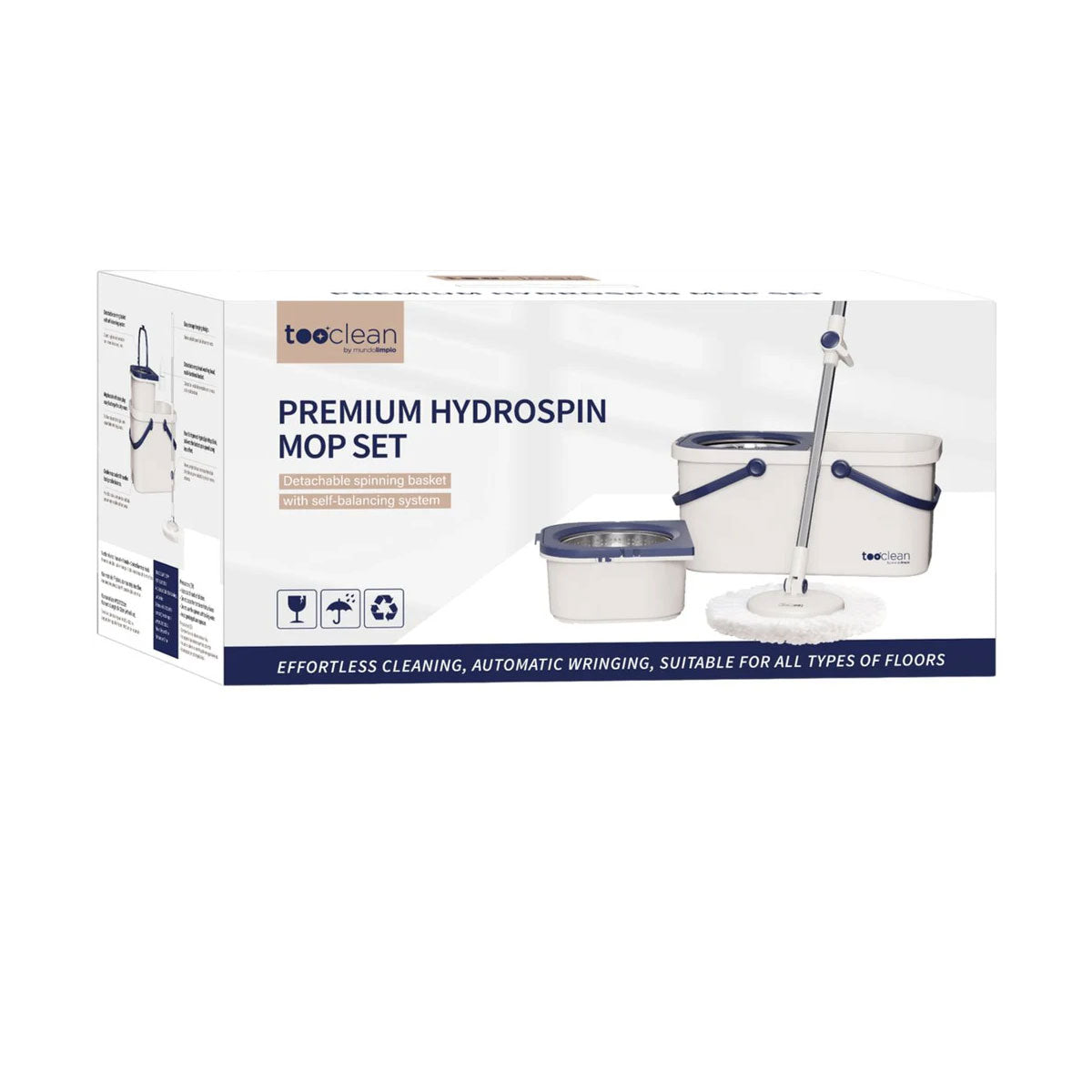 Set Mopa y Balde Premium HydroSpin Tooclean (1 set, con 2 repuestos)