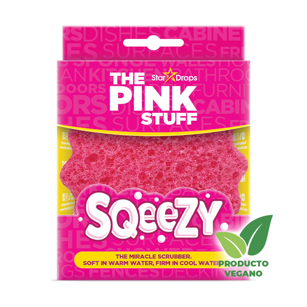 Esponja Sqeezy 1 unidad The Pink Stuff - 🌱 🇬🇧 Producto Vegano del Reino Unido