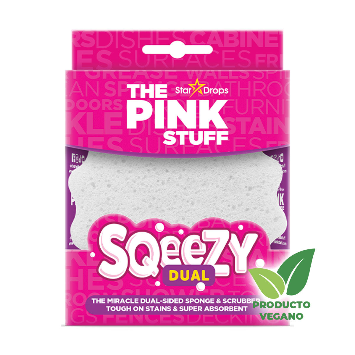 Esponja Dual Sqeezy 1 unidad The Pink Stuff - 🌱 🇬🇧 Producto Vegano del Reino Unido