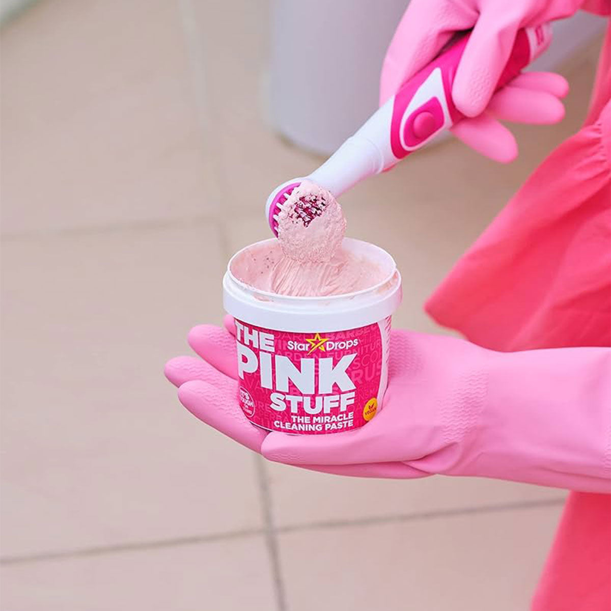 El Kit de Limpieza Miracle Scrubber 4 cabezales de cepillo de limpieza The Pink Stuff - 🌱 🇬🇧 Producto Vegano del Reino Unido