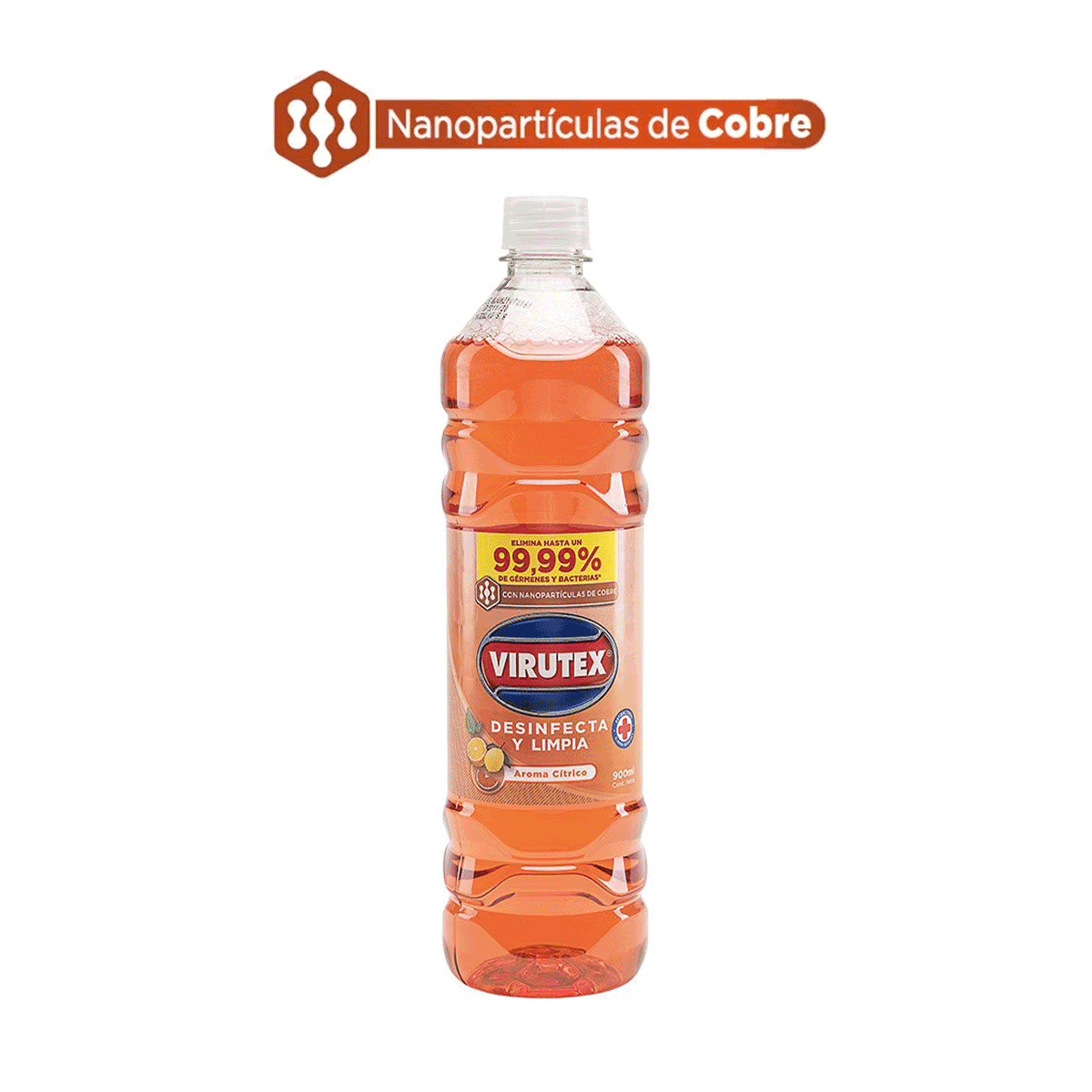 Limpiador líquido multiusos desinfectante multi-superficies aroma cítrico Virutex 900 ml - con Nanopartículas de Cobre