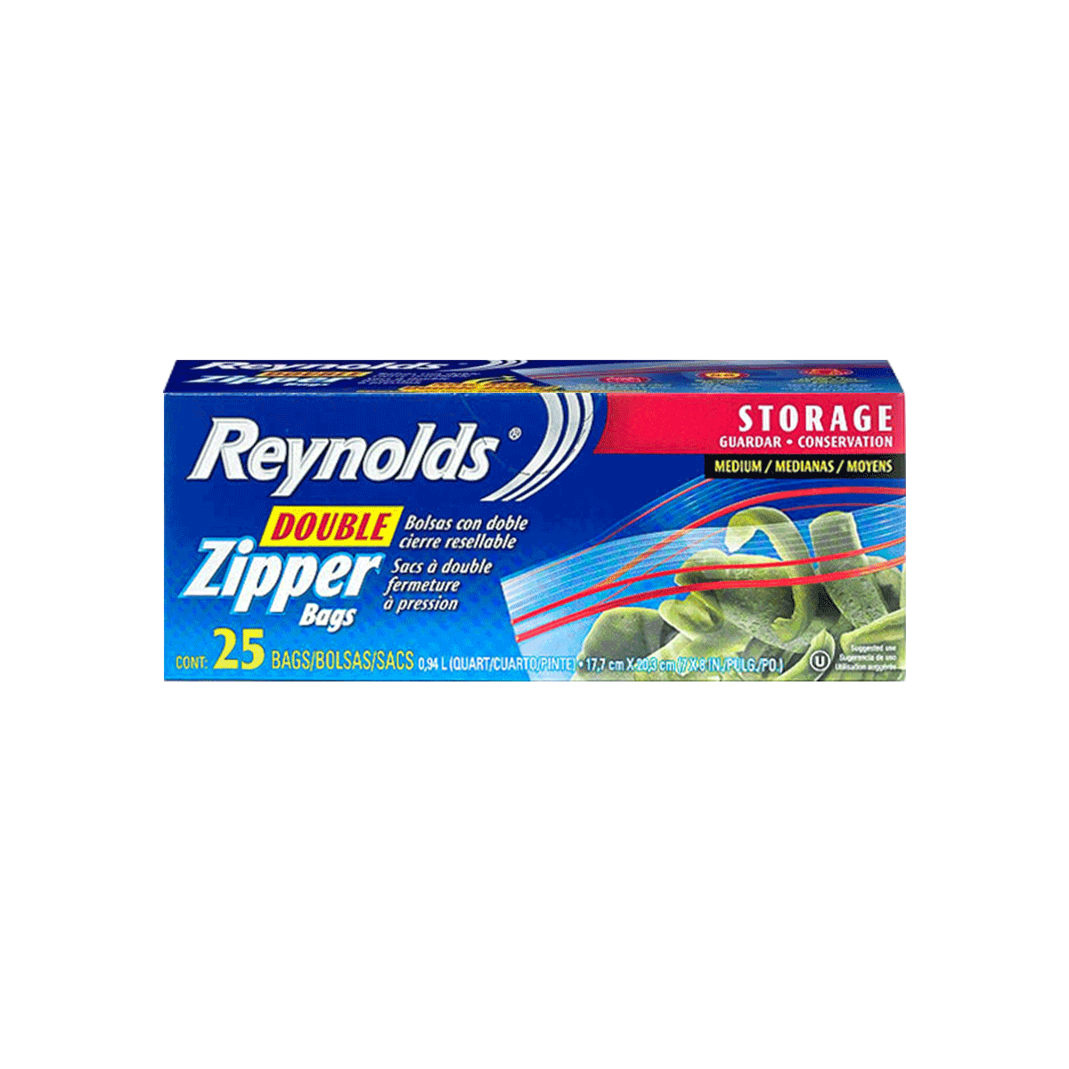 Bolsas herméticas con doble cierre para conservar Reynolds Medianas 17,7 x 20,3 cm 25 unidades