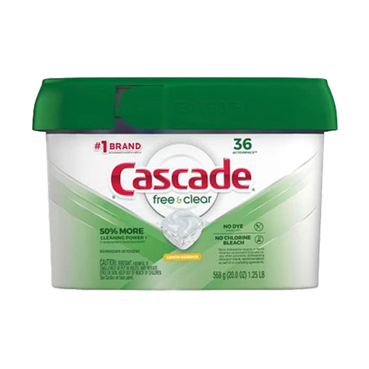 Detergente lavavajillas Cascade Free & Clear con Esencia a Limón (62 o 36 cápsulas ActionPacs) 🍃 Producto Ecológico