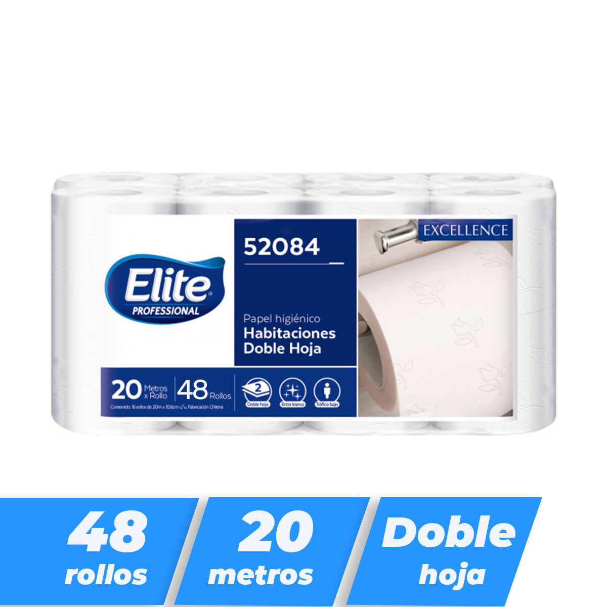 Papel higiénico Elite Excellence Habitaciones Doble hoja 20 metros (48 rollos)