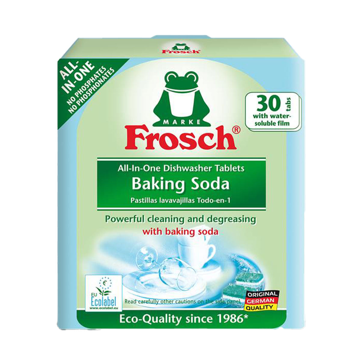 Tabletas lavavajillas con Bicarbonato de Sodio todo en uno Frosch (30 unidades) - Producto Ecológico