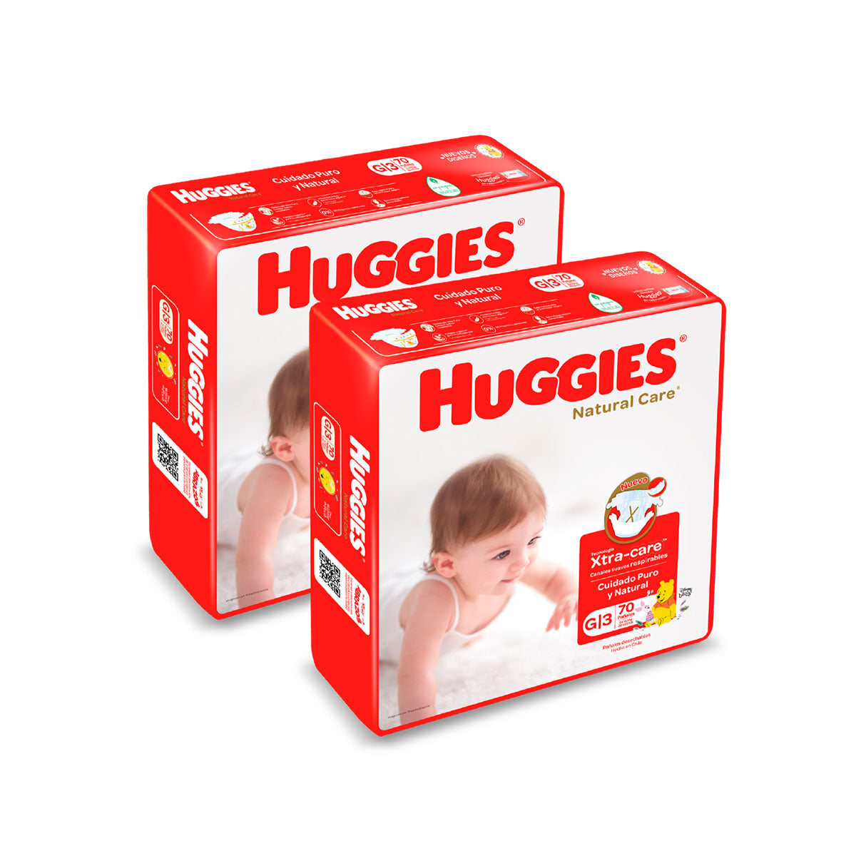 Pack Pañales Huggies Natural Care G (70 unidades) 2x $27.990