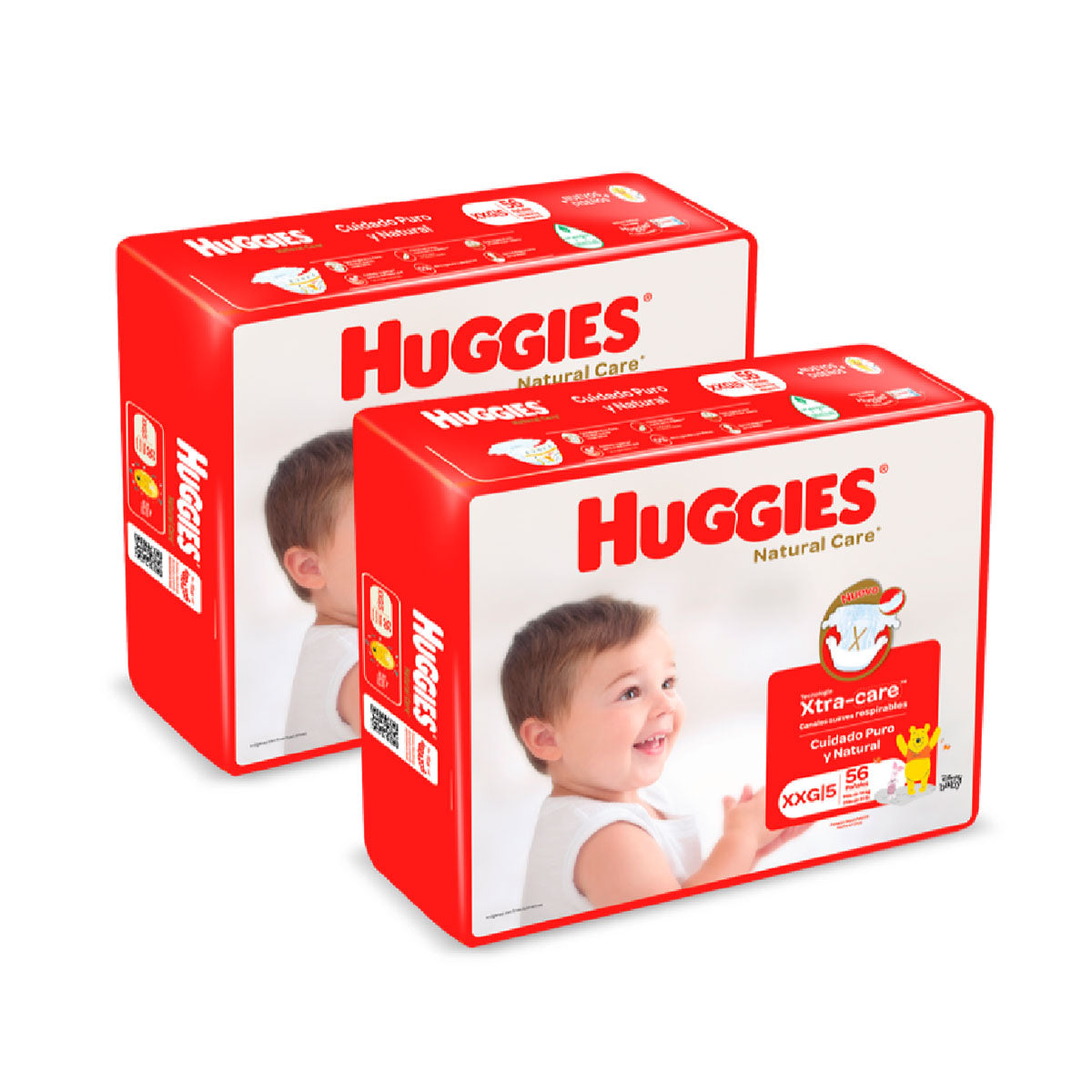 Pack Pañales Huggies Natural Care XXG (56 unidades) 2x $27.990
